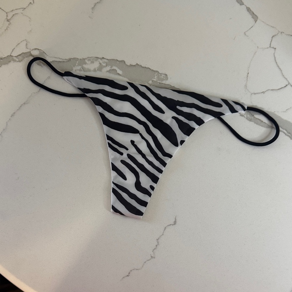 Zebra Print Bikini Thong Bottom - Black & White S/M/L/XL/XXL sizes available
